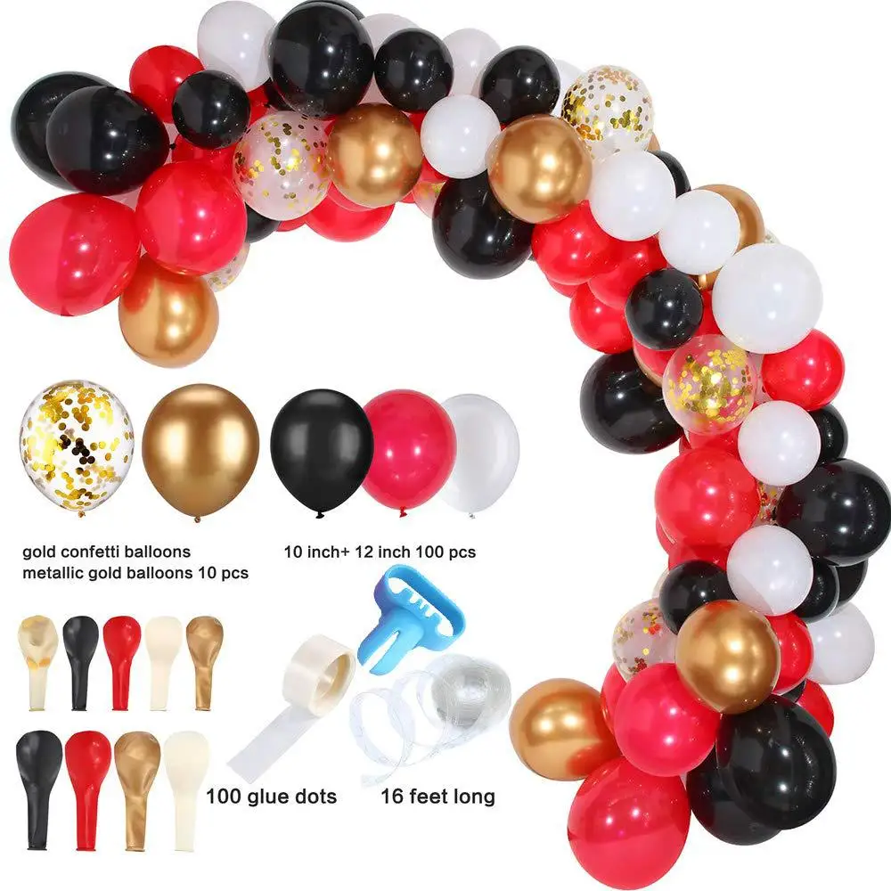 

123pcs Red Black Latex Balloon Set White Chrome Gold Ballon Arch Garland Kit Birthday Baby Shower Wedding Theme Party Decoration