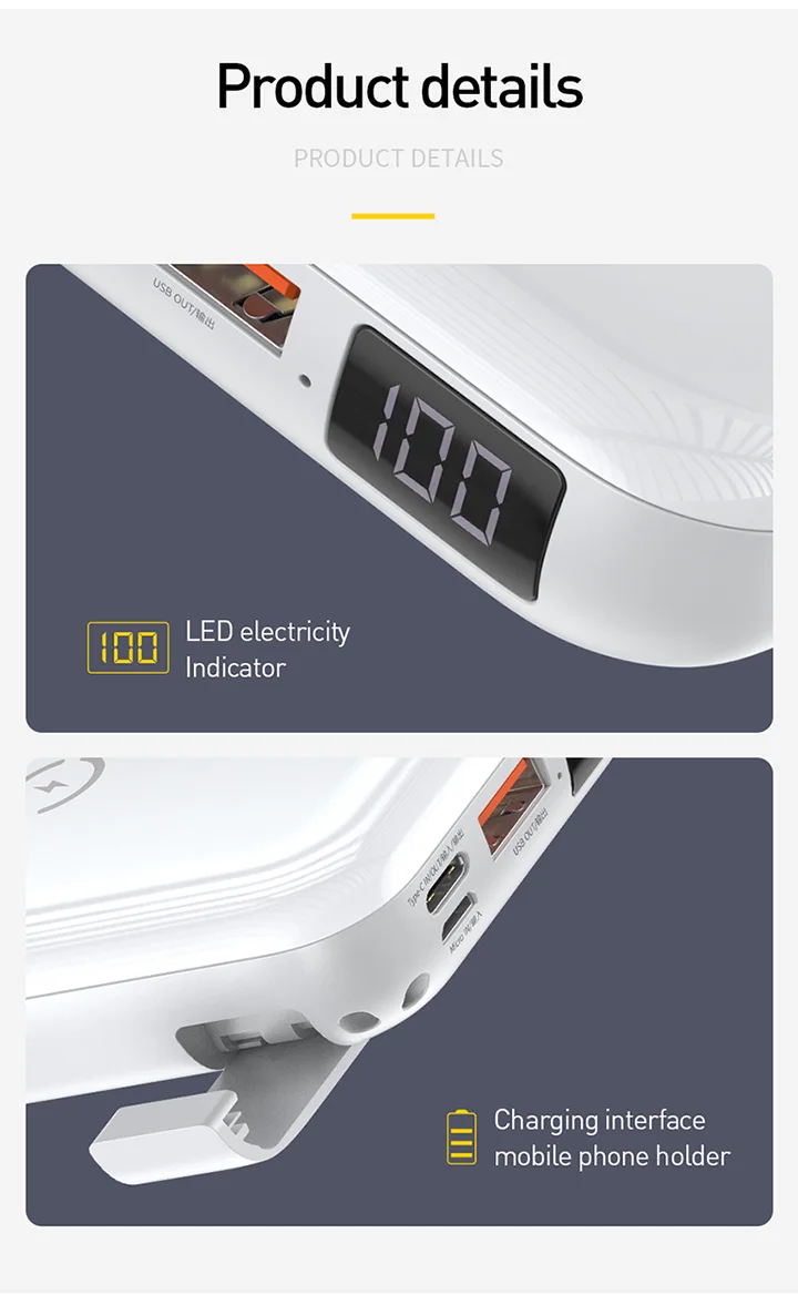 Baseus 10000mAh пауэр банк 10W QI беспроводная зарядка устройство и 18W проводное быстрое зарядное устройство PD+ QC3.0 повербанк для iPhone samsung huawei