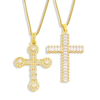 gold plated jesus cross necklace for women religion jewelry pave cz stone charm crystal necklace cruz de jesus nkey46