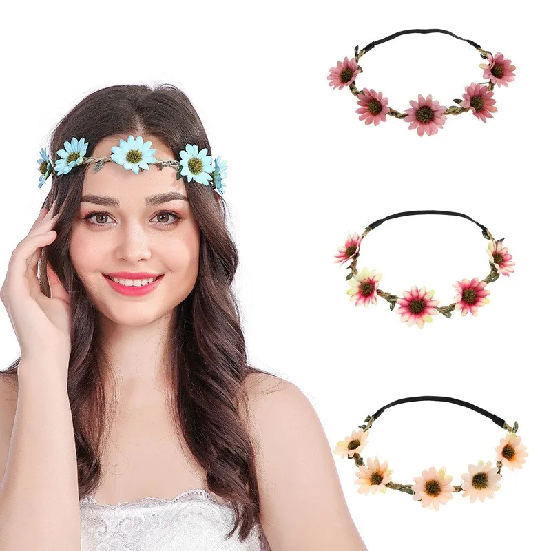 Женская свадебная Цветочная повязка на голову аксессуары для волос Свадебный