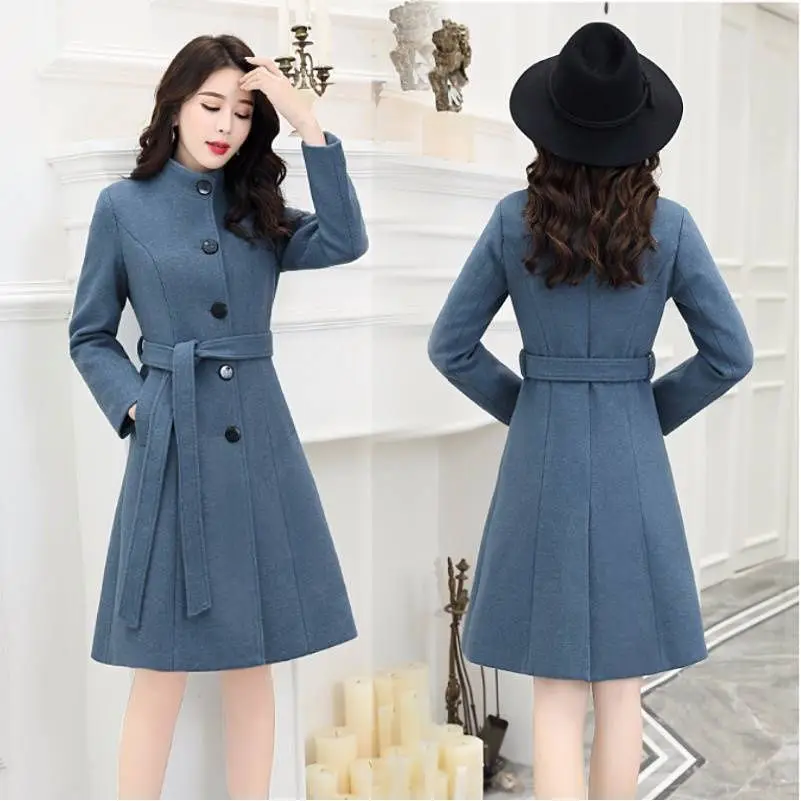 

Nizi coat female long section 2020 new winter women's tide Korean version of thick woolen coat autumn and winter woolen coat Ms