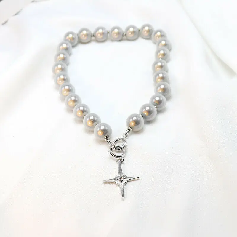 

Punk Reflective Pearl Choker Necklace Collar Statement Gold Color Lasso Pendant Necklace for Women Jewelry Collier Femme Chocker