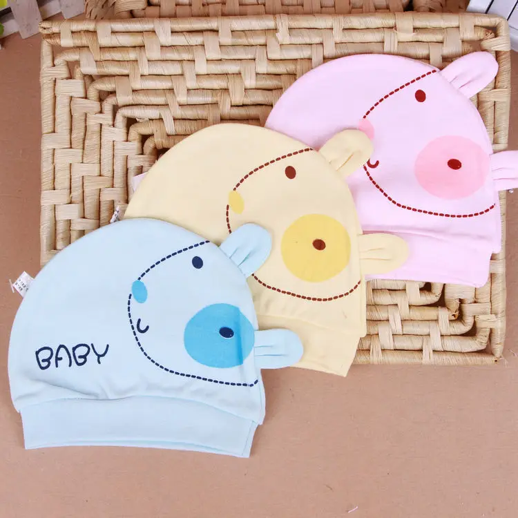 Детская шапочка с рисунком для мальчиков и девочек новорожденных хлопковая