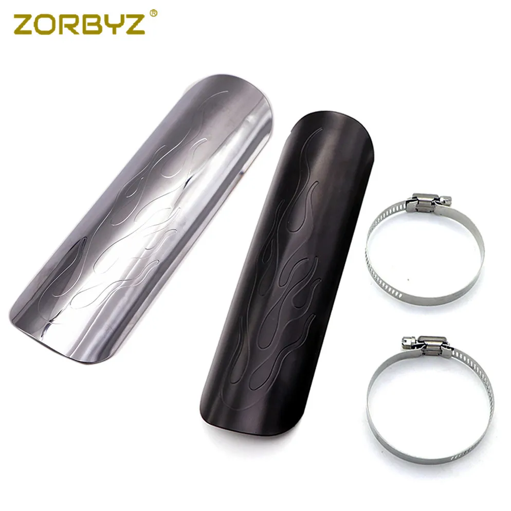 Черная/хромированная стальная труба глушителя выхлопной трубы ZORBYZ тепловой щит