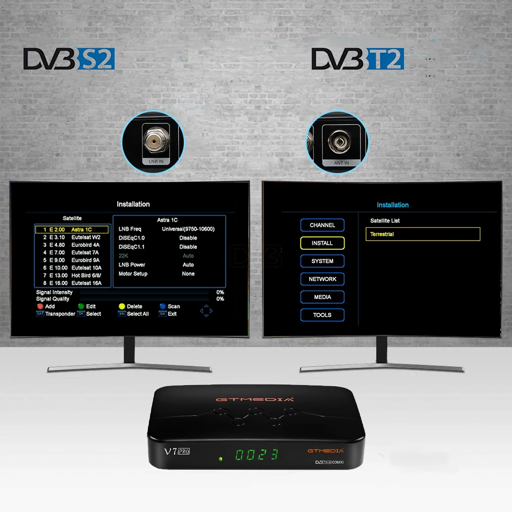Новый цифровой декодер для телевизора dvb S2X + T2 GTMEDIA V7 pro Combo спутниковый ресивер H.265