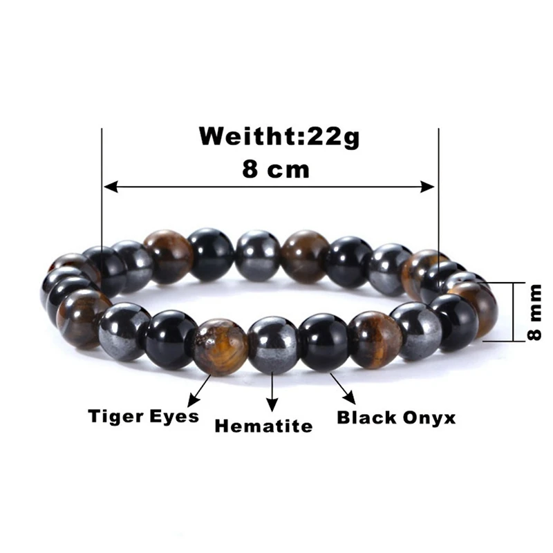 Мужские браслеты OIQUEI натуральный тигровый глаз гематит и черный обсидиан для