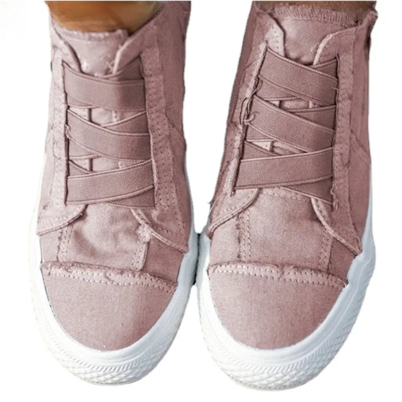 

2021 New Fashion Women's Canvas Shoes Thick-soled Elastic Cross Casual Single Shoes Canvas Shoes for Women Sports Shoes