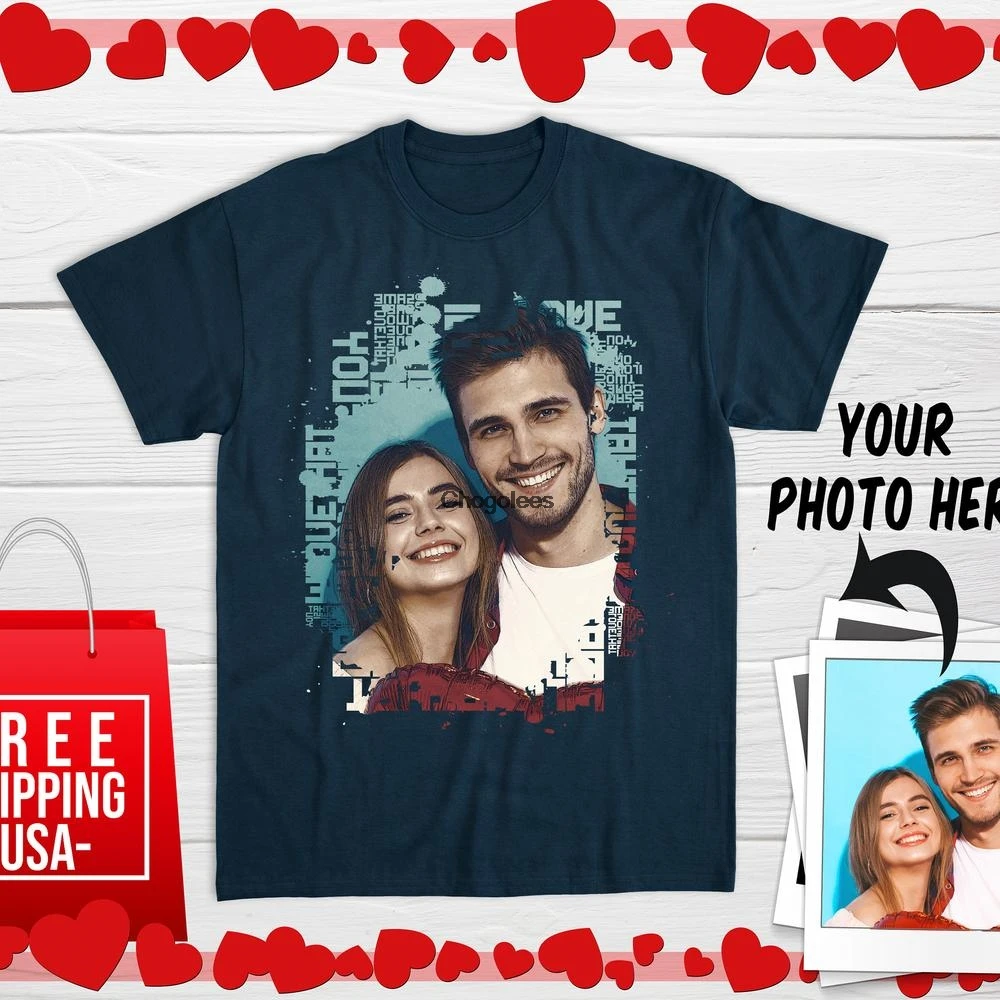 Футболка с персонализированным фото парные футболки индивидуальный подарок для