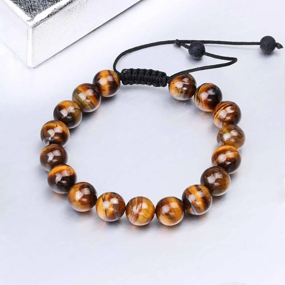 

Distance Natural Stone Tiger Eye Beads Charm Couples Bracelet for Women Man Jewelry Making DIY Yoga Bracelet Adjustable Hot Sale