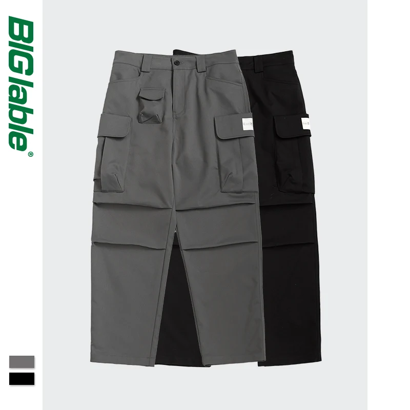 

BIG LABLE Men's Casual Pants Harajuku Multi Pockets Cargo Pants Men Baggy Pants Male Loose Straight Trousers