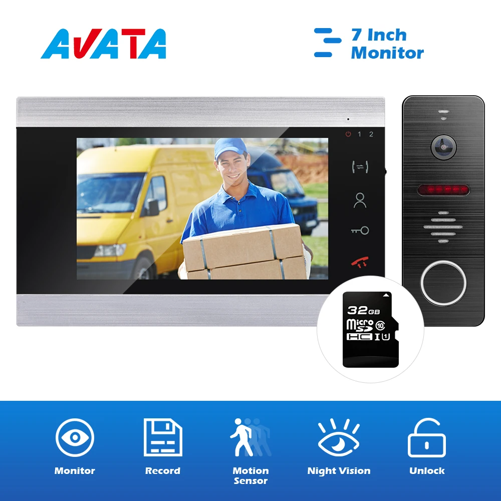 Видеодомофон для дома 7-дюймовый цветной монитор видеодомофон с глазком домофоны