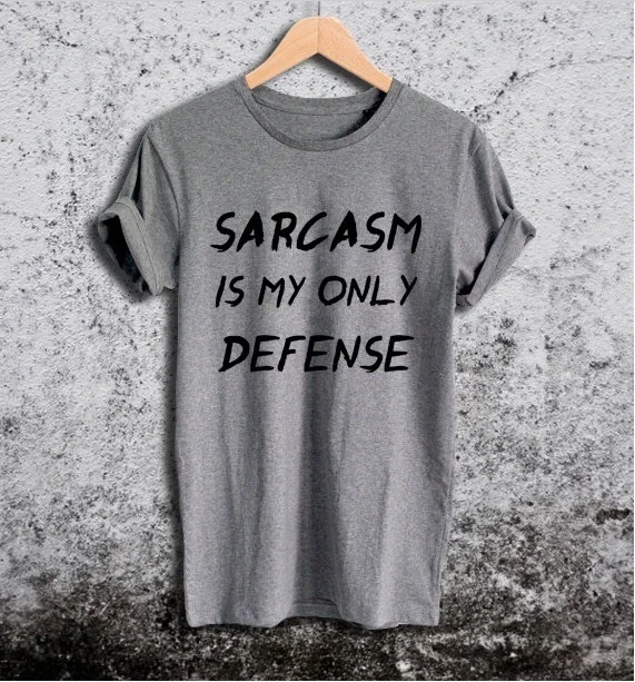 Женская футболка с надписью Sarcasm Is My Only Defense повседневная забавная гранж Tumblr