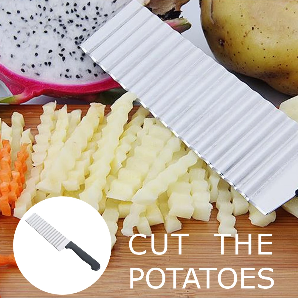 

Potato French Fry Cutter Stainless Steel Serrated Blade Slicing Vegetable Fruits Slicer Wave Knife Chopper Kitchen Tools