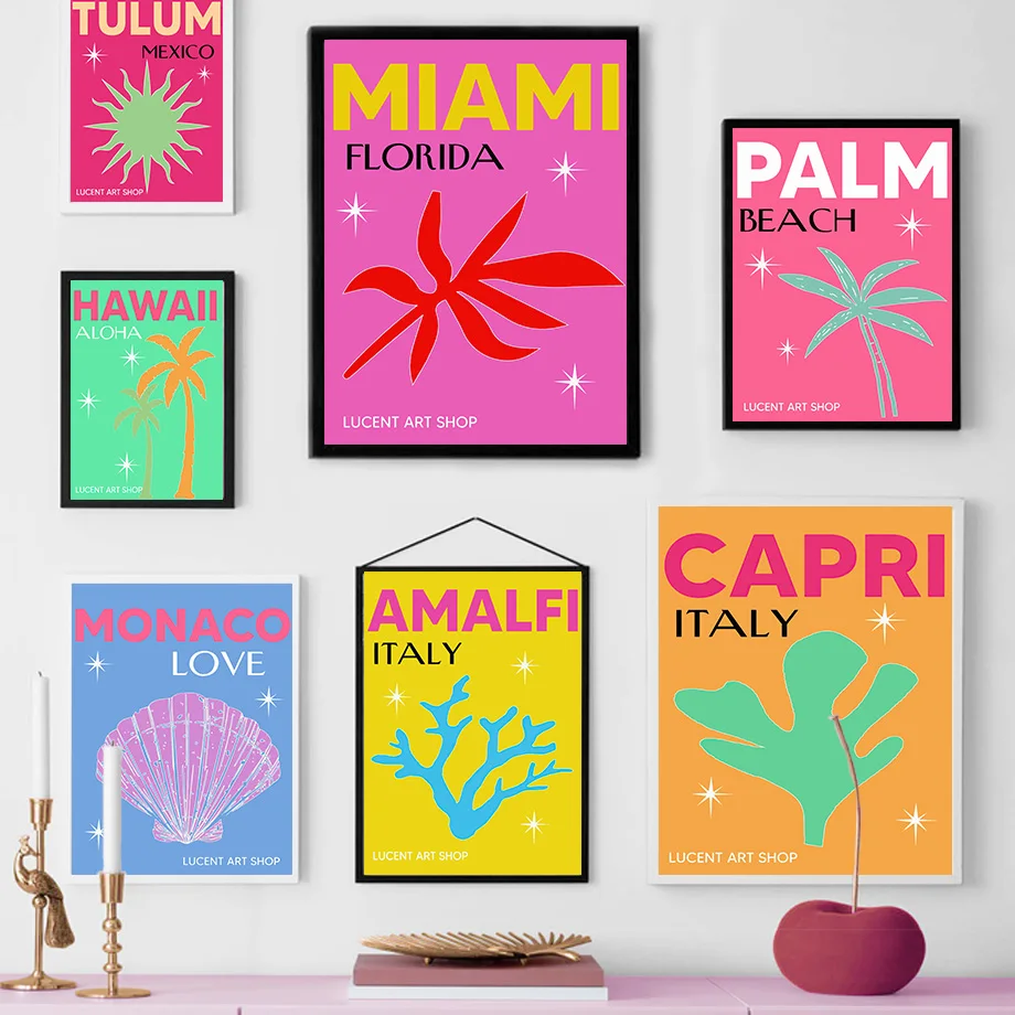 

Capri Miami Amalfi Ibiza Monaco Hawaii Wall Art Canvas Painting Nordic Posters And Prints Wall Pictures For Living Room Decor