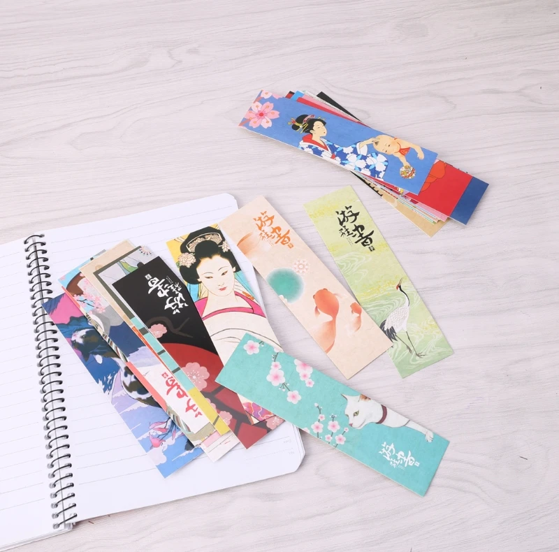 

30Pcs/Bag Paper Bookmark Vintage Japanese Style Book Marks For School Student P9YA