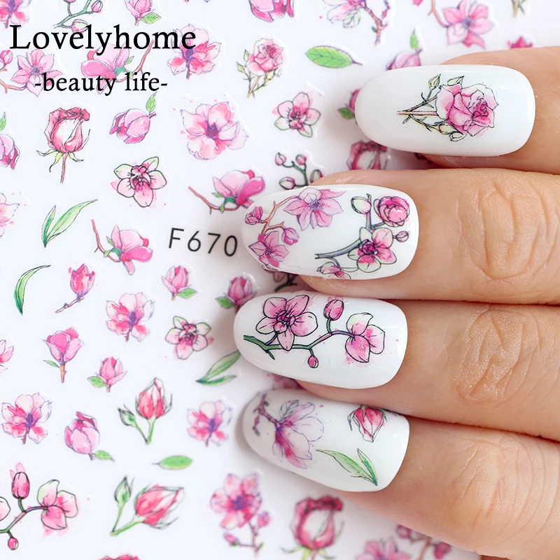 1 шт цветок серии ногтей наклейки воды цветочные Сакура ромашка роза лист