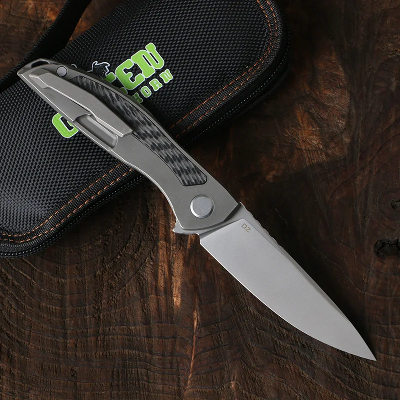 Нож Green thorn hation zero flipper d2 из углеродного волокна + TC4 титановый нож CF походный ручка
