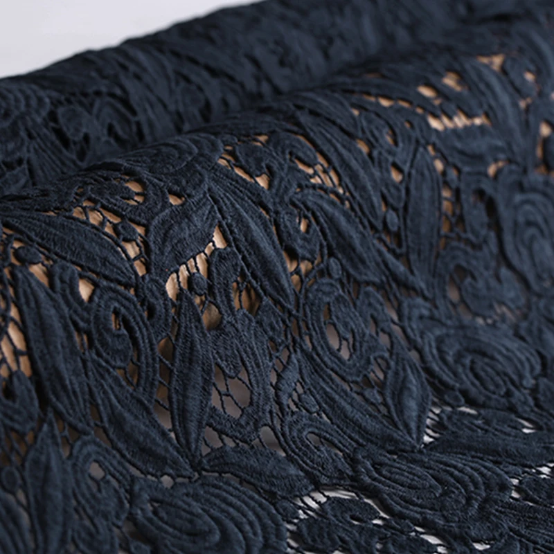 19 Весна Лето Новая тяжелая 100% хлопковая кружевная ткань для женщин платье