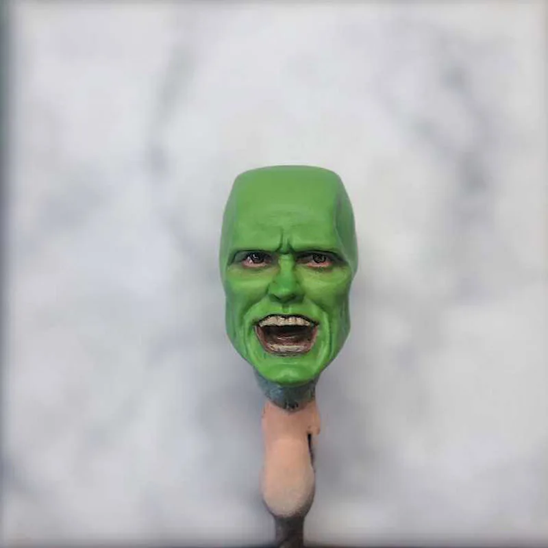

1/12 Scale The Mask Head Sculpt Green Male Soldier Head Carving Model for 6in Shf Action Figure Toy