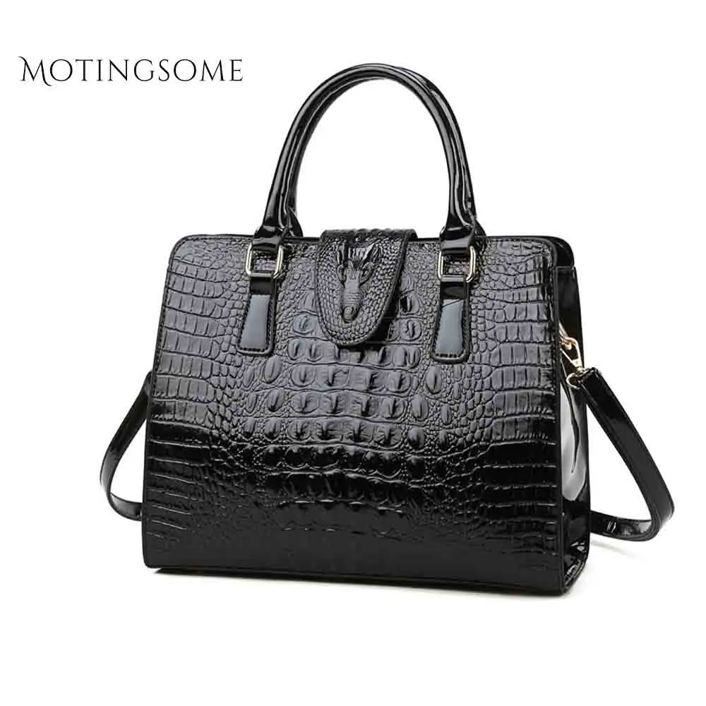 Женская сумка тоут с крокодиловым узором высокое качество кожаная через плечо