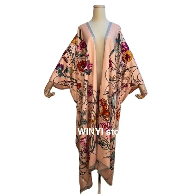 Africa Sunmer Women Cardigan stitch robe femme beah Cocktail sexcy Boho Maxi African Holiday Batwing Sleeve Silk Robe