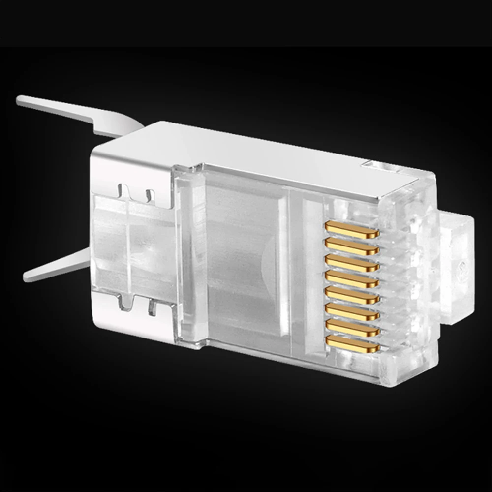 50/100Pcs Cat6a Cat7 RJ45 Connector Cat 7 Crystal Plug Shielded FTP RJ45 Modular Connectors Cat7 Network Ethernet Cable images - 6