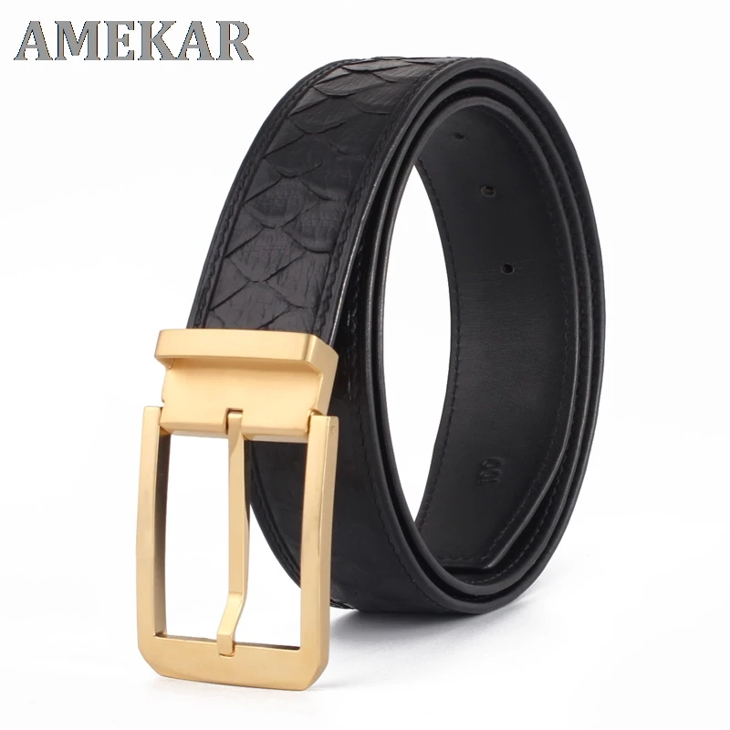 

Genuine Snakeskin Leather Belt Men Luxury Python Belt Snake Skin Waist Belts 38mm Stainless Steel Buckle Strap For Suits