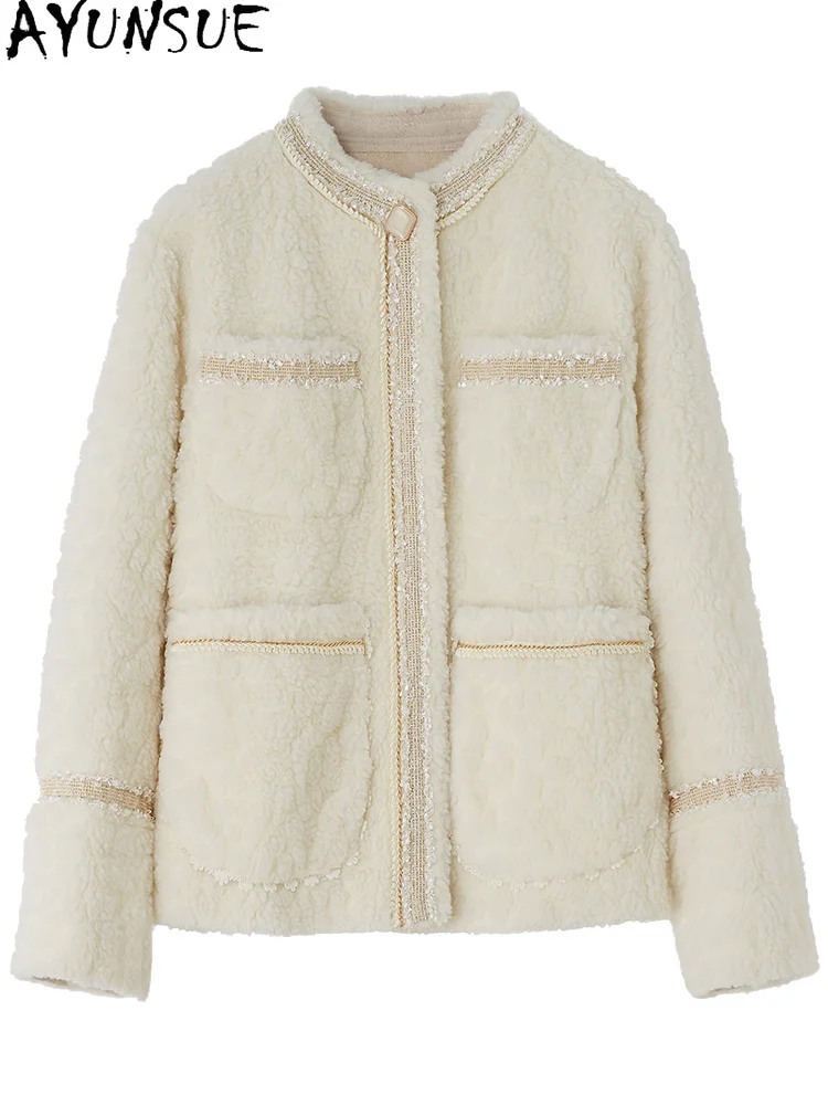 Sheep Shearling Coat Female Autumn Winter Short Light Fur Coats Women Wool Jackets Elegant Casaco Feminino Gxy122