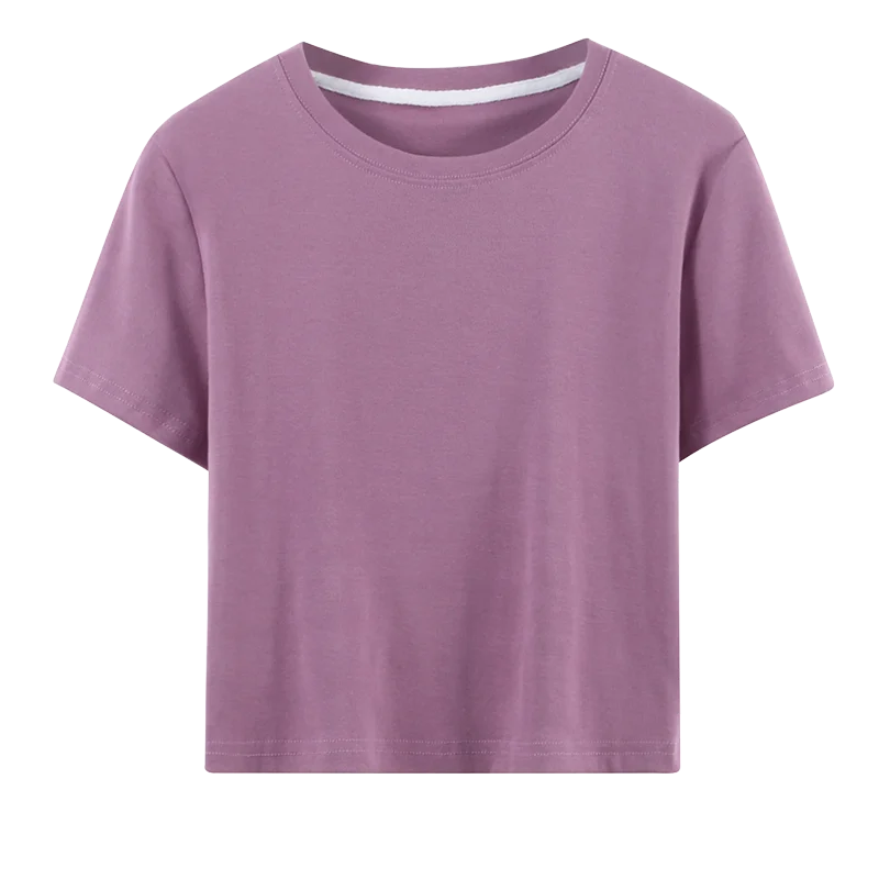 

6 Color 100% Cotton Crop Top Basic T Shirt Ladies Casual Harajuku White T Shirt Women 2020 Summer Brief Tops for Women Cute Tops