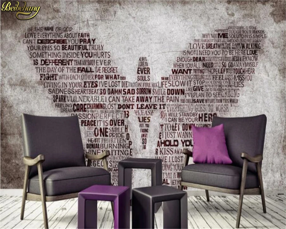 Настенные обои beibehang на заказ абстрактная мозаика английском языке Бабочка