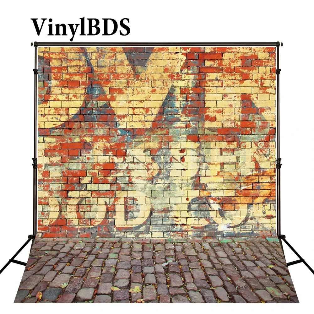 

VinylBDS Backdrops 10X10Ft Graffiti Background Old Brick Wall Backdrop Newborn Photography Backgrounds Vintage Wedding