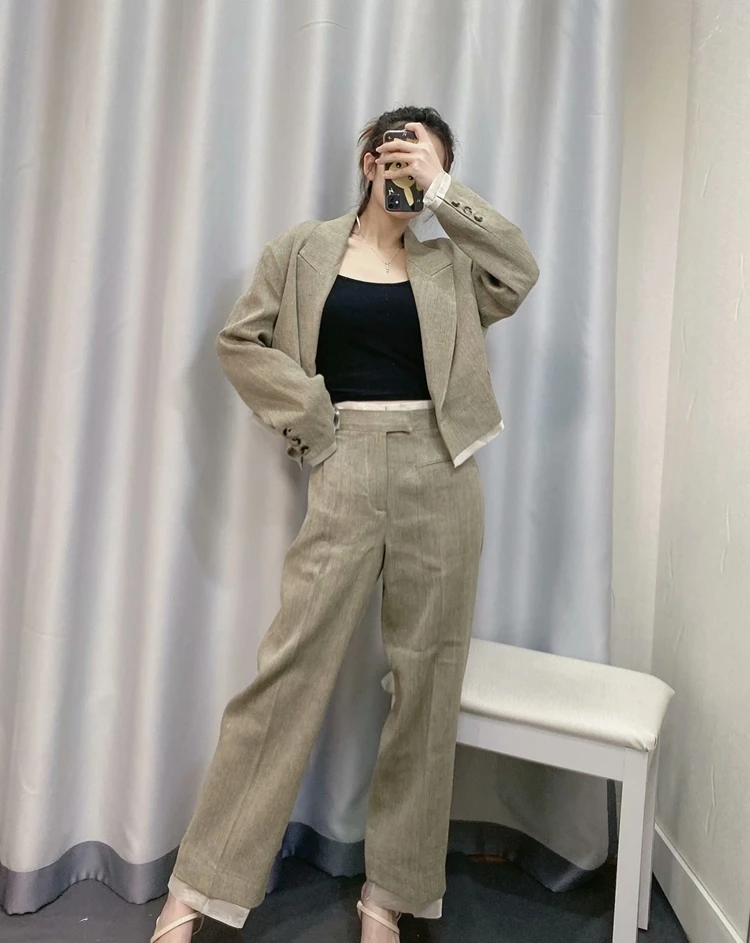 Женский винтажный костюм из двух предметов Splice свободный короткий офисный