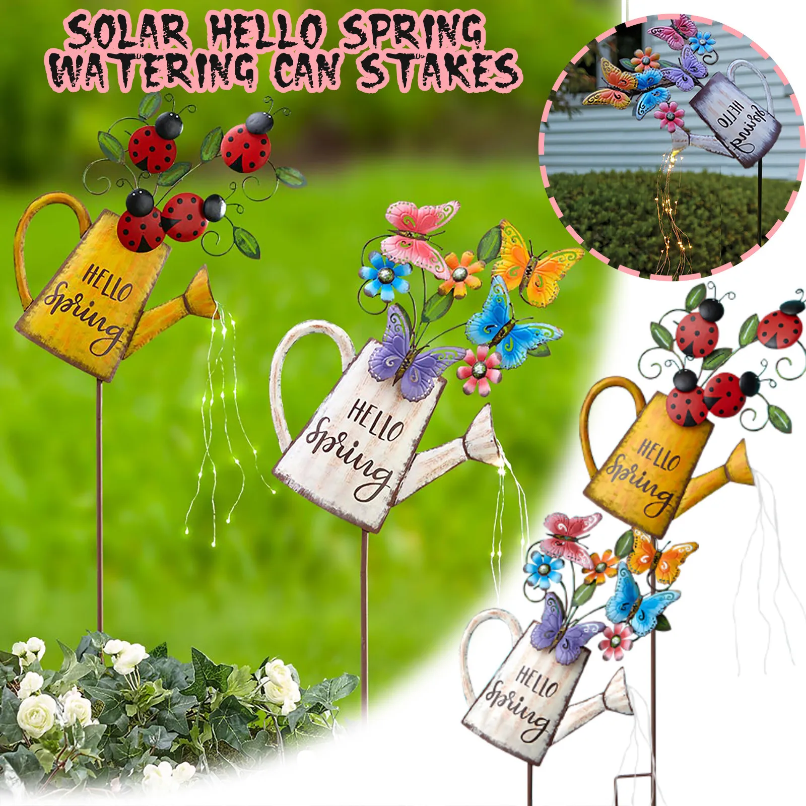 

Watering Can Light Led Garden Decoration Light Garden Butterfly/ladybug Outdoor Accessories For Garden Courtyard Decoration