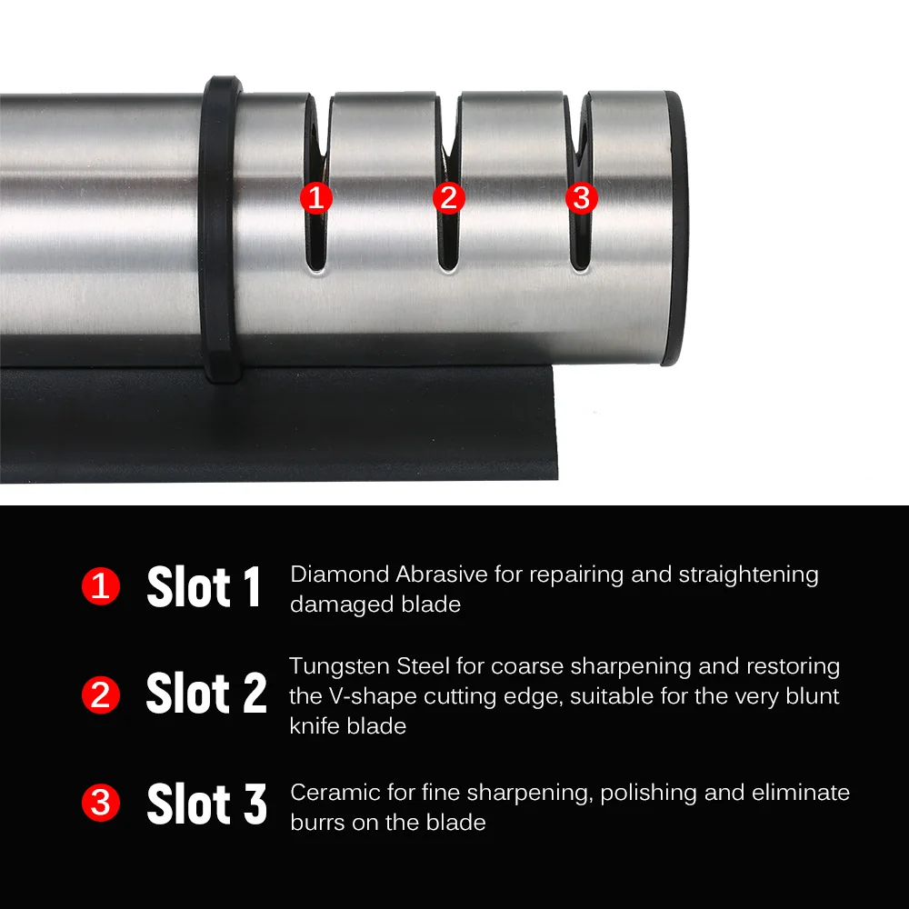 

3-in-1 Knife Sharpener Ceramic Diamond Tungsten 3-stage Fine Medium Combination Sharpening Tool to Fix Sharpen For Kitchen