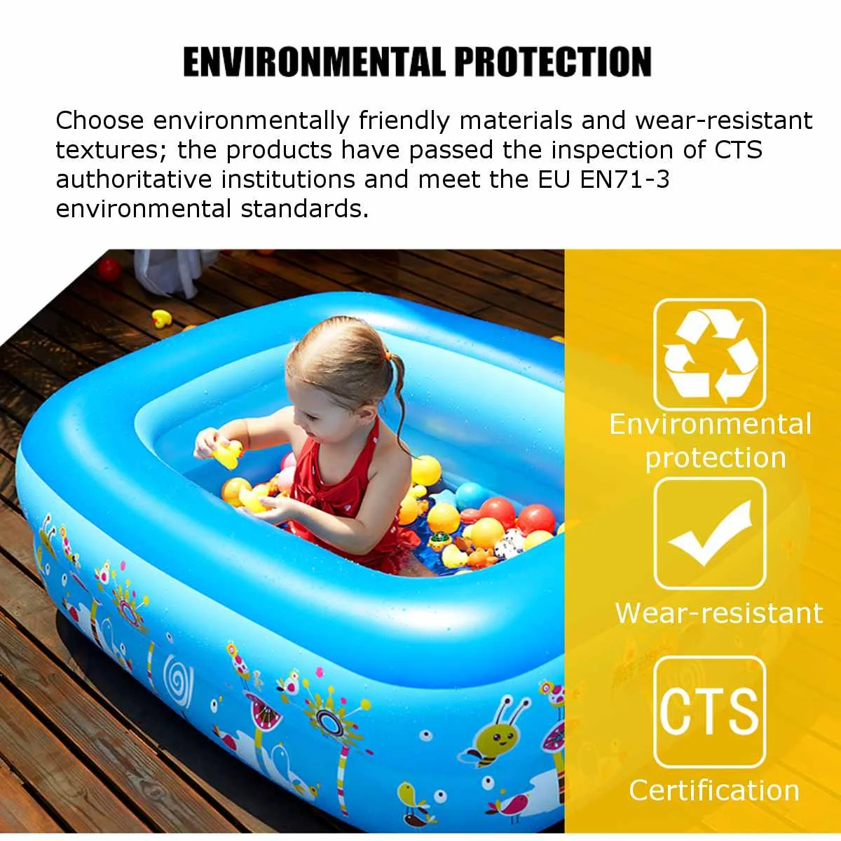 

Kids inflatable Pool High Quality Children's Home Use Paddling Pool Large Size Inflatable Square Swimming Pool for baby