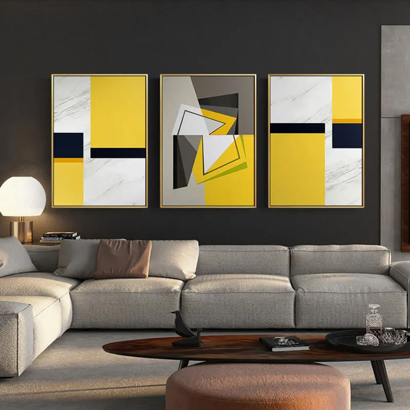 

Abstract Yellow White Canvas Paintings Geometric Posters And Prints Sofa Wall Art Pictures Living Room Bedroom Nordic Home Decor
