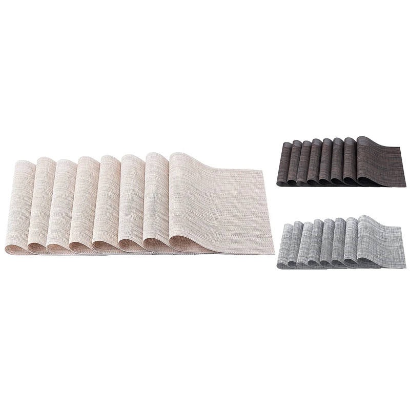 

AFBC Placemats, Set of 8 Heat Resistant Stain Resistant Anti-Water Non-Slip Placemats for Dining Table, Washable