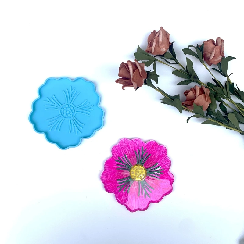 

3 Pcs Flower Coaster Epoxy Resin Mold Cup Mat Silicone Mould DIY Crafts Tools P9YF