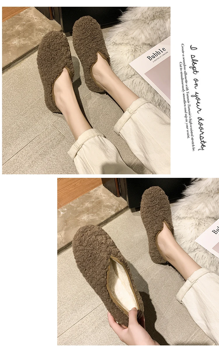 Женские зимние шлепанцы с мехом ягненка; chaussures femme Pantuflas; меховые шерстяные туфли для улицы; женская обувь; женские мокасины; Тапочки