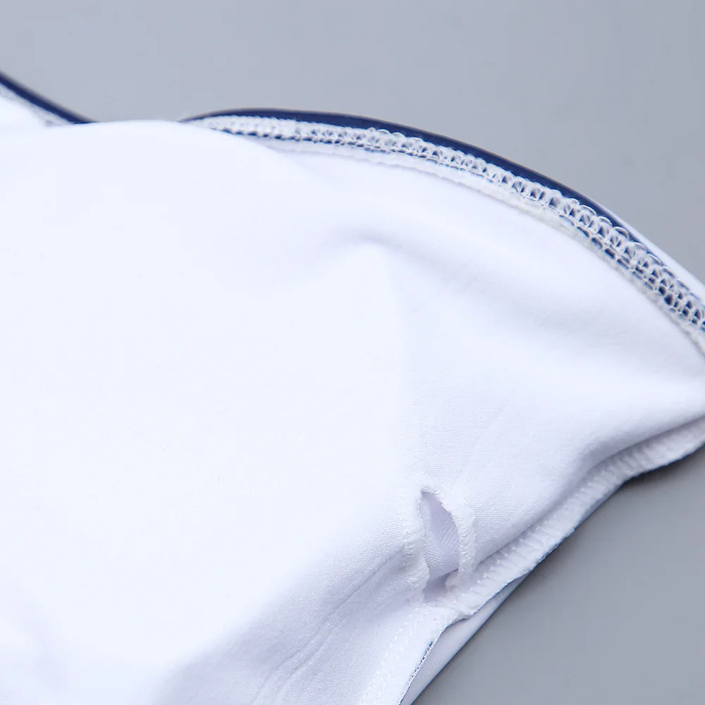 

Qeils Stripe bikini 2021 High waist swimwear female Tube Top swimsuit women Bandeau 2 pieces set Sports bathing suit new