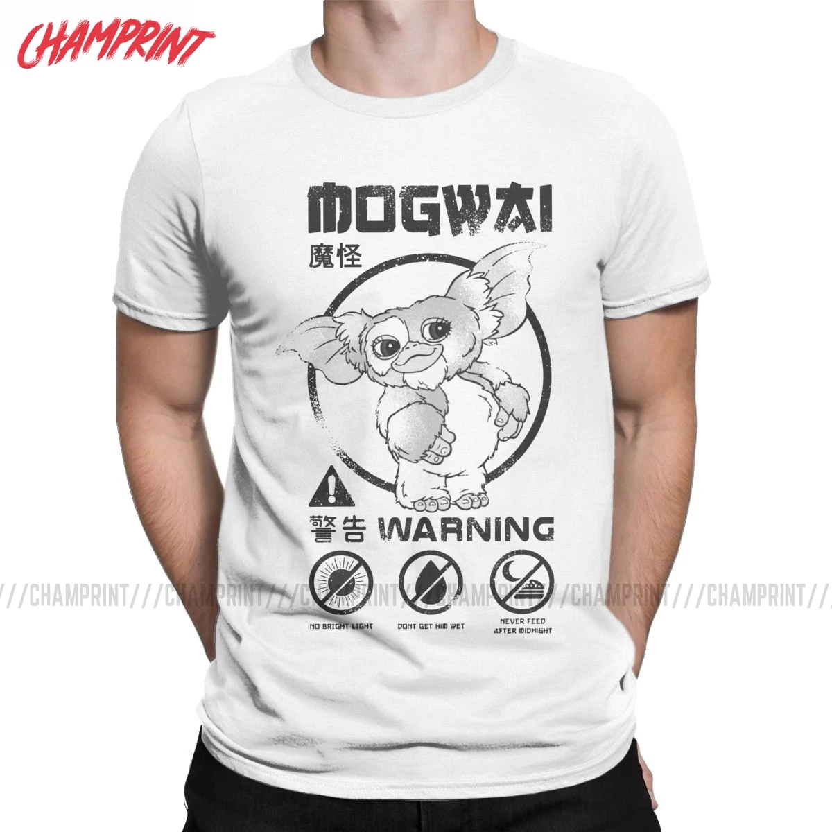 Футболка мужская с надписью Gremlins Mogwai Rules винтажная тенниска из чистого хлопка