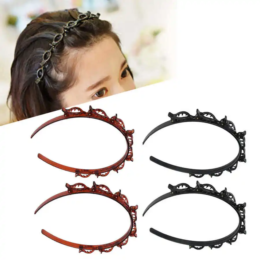 

4Pcs Unisex Fashion Iron Hair Styling Headband Headwear Hair Hoop Hair Accessories Double Layer With Teeth Design Hair Clips