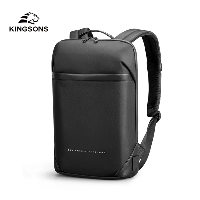 

Kingsons Slim Laptop Backpack Men 15.6 inch Office Work Men Backpack Business Bag Unisex Black Ultralight Backpacks Thin Mochila