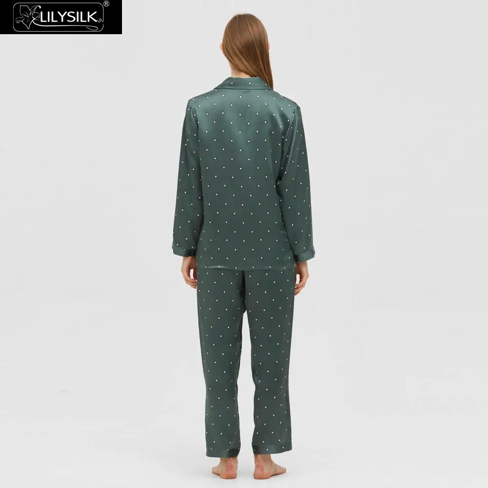 LilySilk Silk Pajamas set Classic Polka Dot New Women Free Shipping