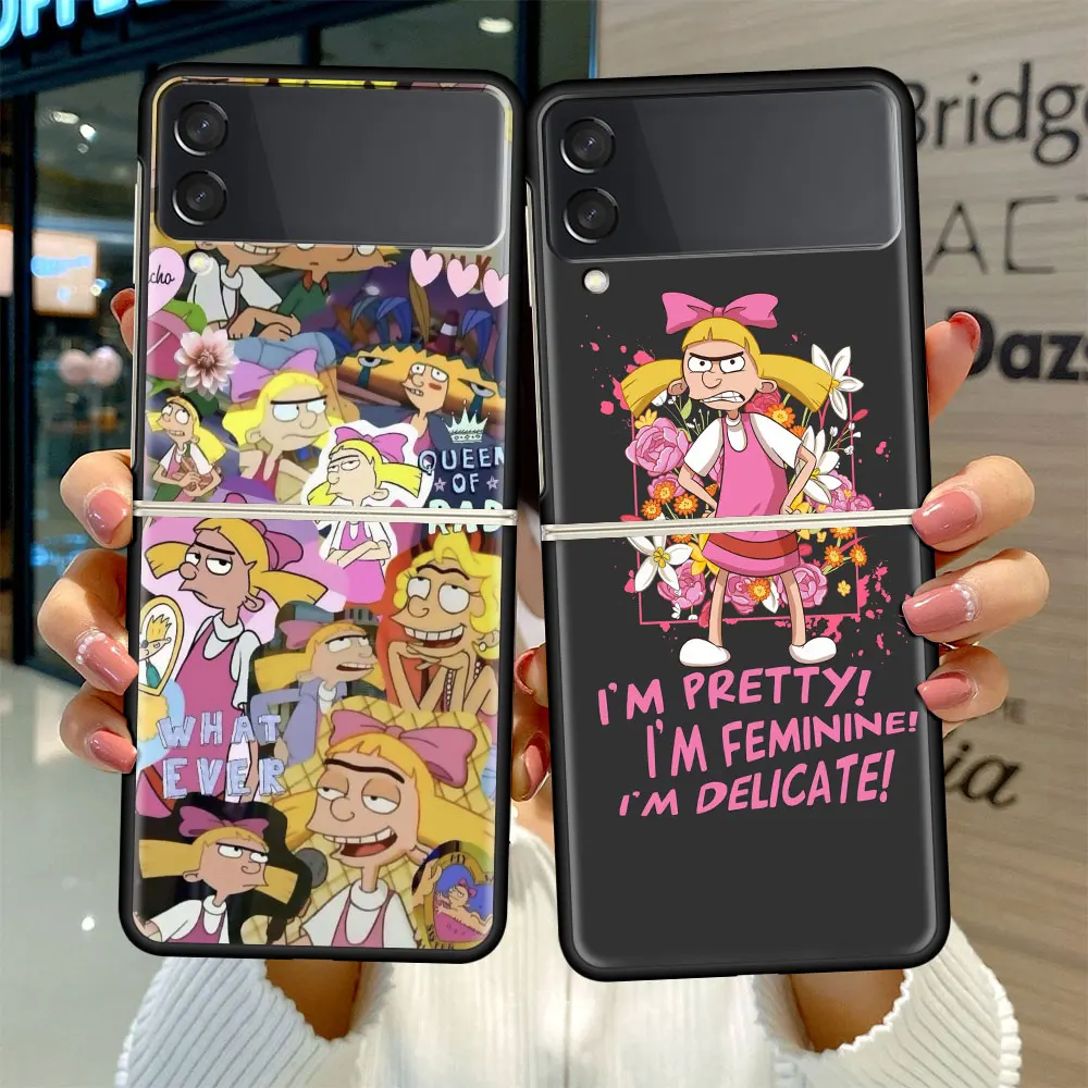 

Fold Case For Samsung Galaxy Z Flip 3 Foldable Black Soft Edge Coque ZFlip3 5G High Quality Phone Cover Hey Arnolds Cartoon