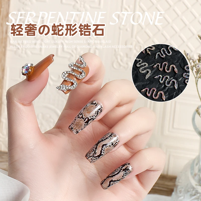 Alloy Nail Diamond 3D Charm Snake Zodiac Gold Words DIY Metal Crystals Rhinestones For Nails Art Decorations |