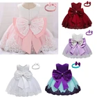 Элегантное кружевное платье с цветочным рисунком для девочек; Платье для крестин с вышивкой; Одежда для новорожденных; От 0 до 5 лет Детские платья для дня рождения