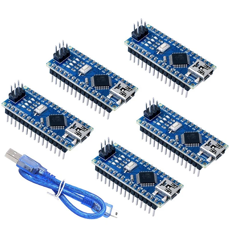 

5Pcs Mini for Nano V3.0 Atmega328P 5V 16Mhz Micro-Controller Board Module Ch340G Chip with Usb Cable for Arduino for Nano V3.0