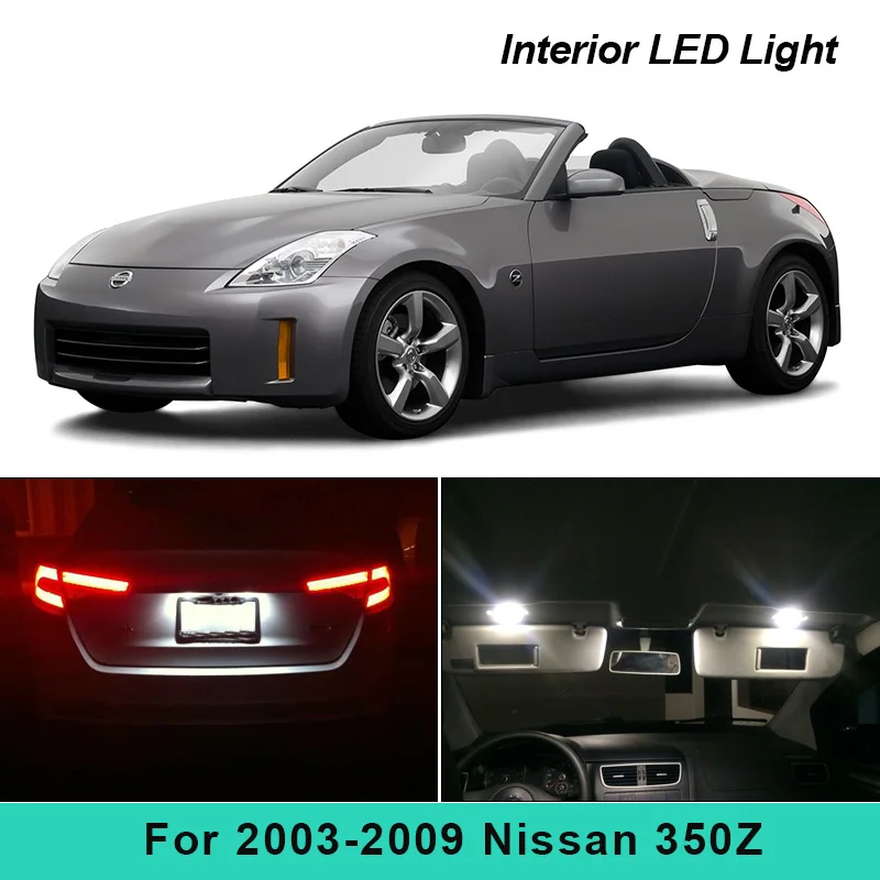 

7Pcs White Car LED Lights Interior Package Kit For 2003 2004 2005 2006 2007 2008 2009 Nissan 350Z Map Trunk License Plate Light