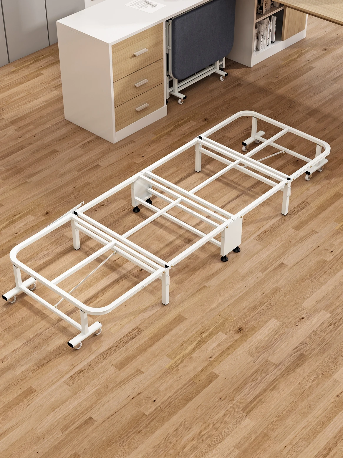 

Convenient pulley folding bed single person convenient storage office lunch break bed hard plate bottom support sponge simple es